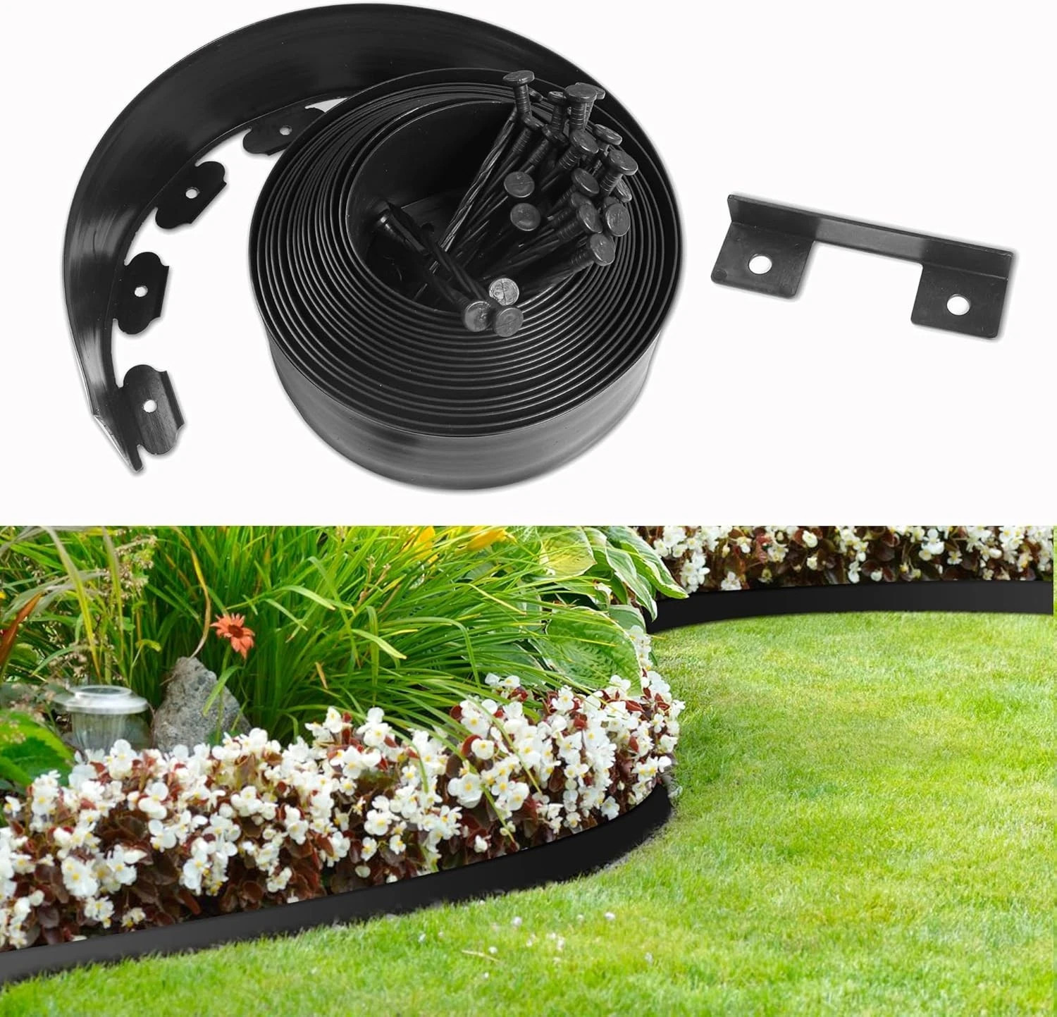 Landscape Edging No Dig 4 inch Tall 33FT Garden with 30 Spikes Border gallery