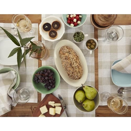 Linen Checkered Table Runner 48 Inches - 100% 14 x 48 Inch Natural & White gallery