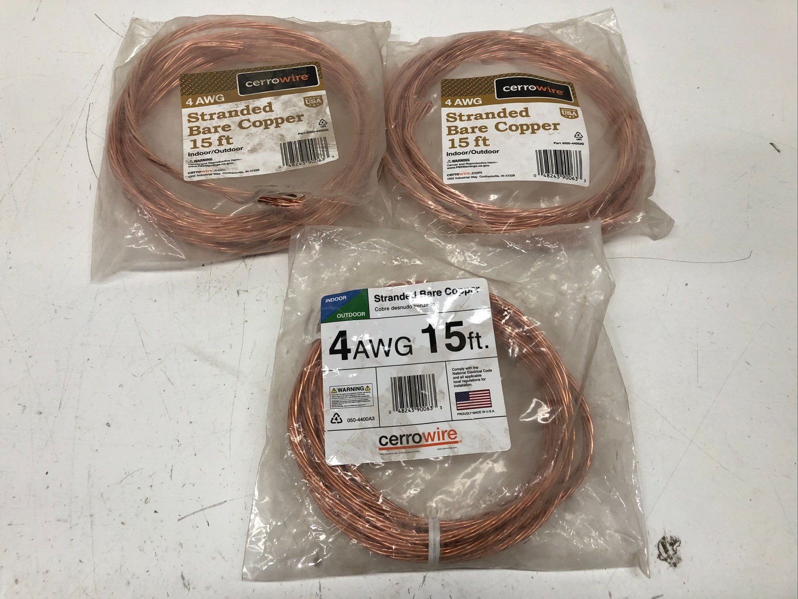 3 PACK Cerrowire 15ft 4 Gauge Stranded Bare Copper Grounding Wire Indoor/Outdoor gallery