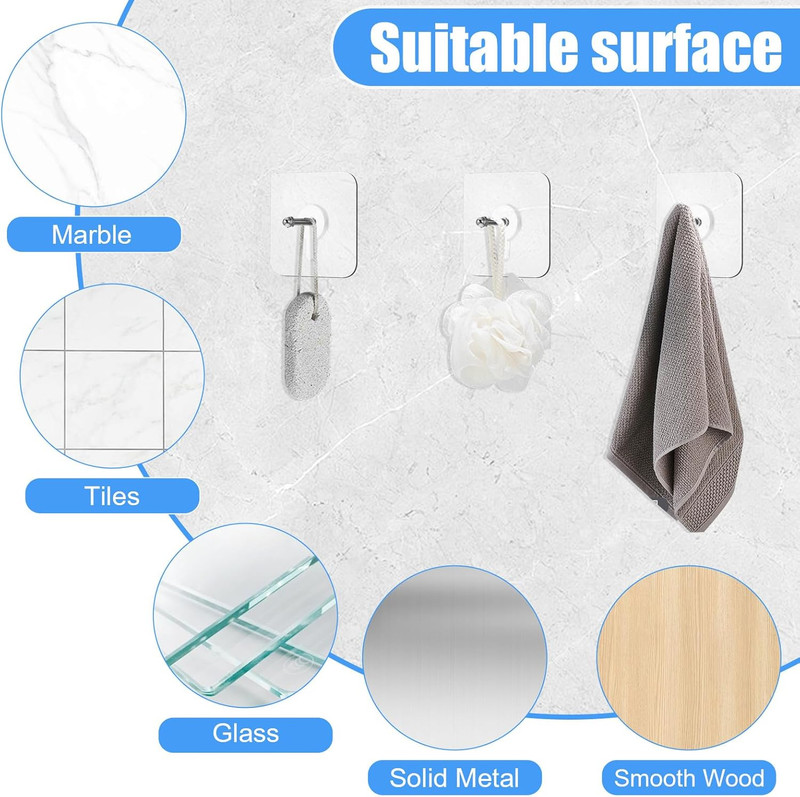 20Pack Self-Adhesive Wall Hooks – Seamless Punch-Free Nail Screw Stickers gallery