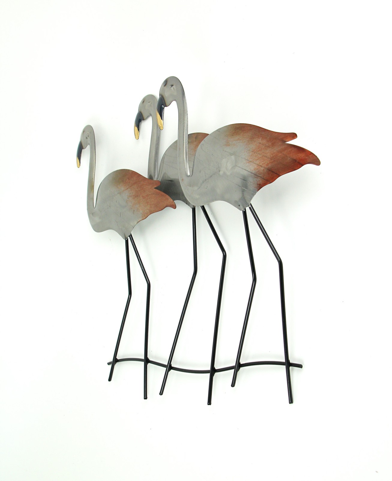 21 Inch Galvanized Metal Flamingo Wall Mounted Hanging Sculpture Home Decor Art gallery
