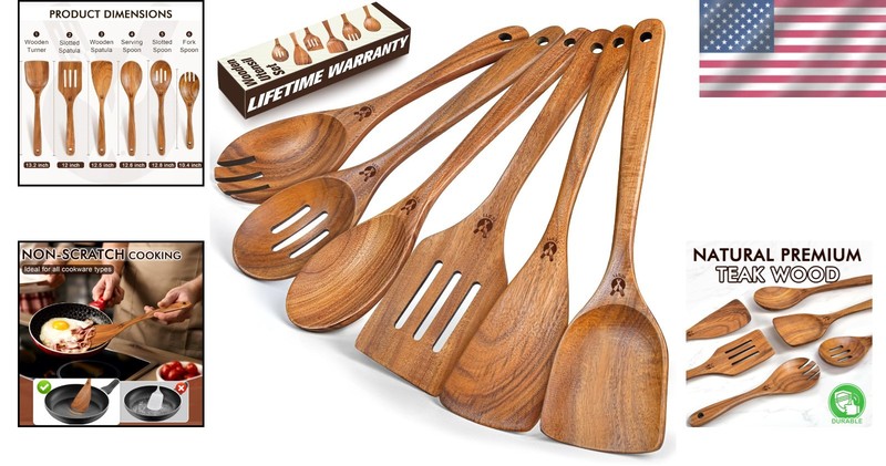 Wooden Cooking Utensils Set 6 Pcs Kitchen Spoons Spatula Wooden Utensils gallery