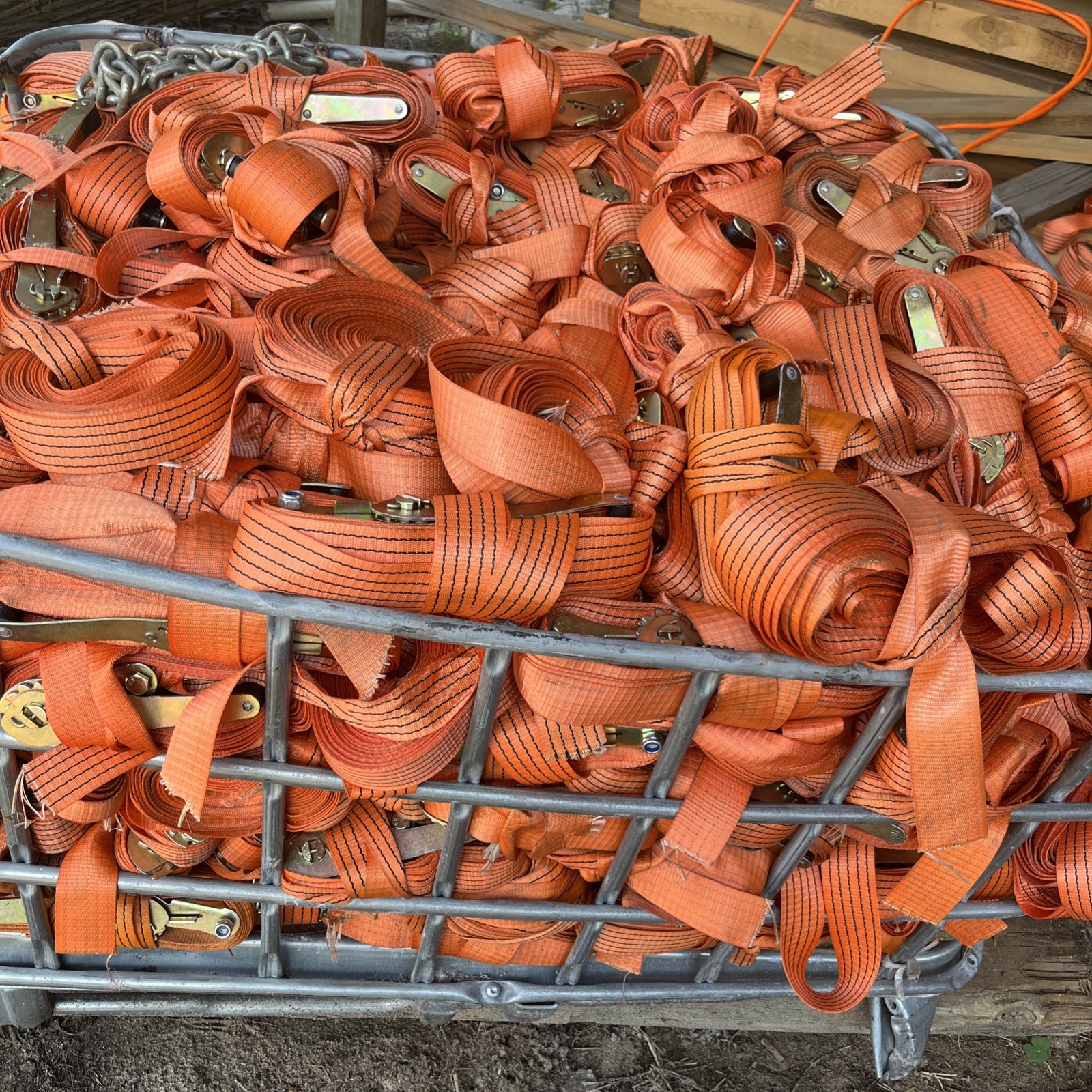 Ratchet straps. 8 pack. No hooks. Used once. 2”x~15-30’ (at least 15’) gallery