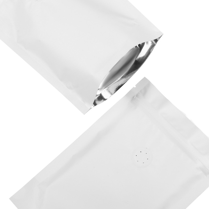QQ Studio Bag for Coffee Grinds, White Stand Up Pouch with Valve for Beans gallery