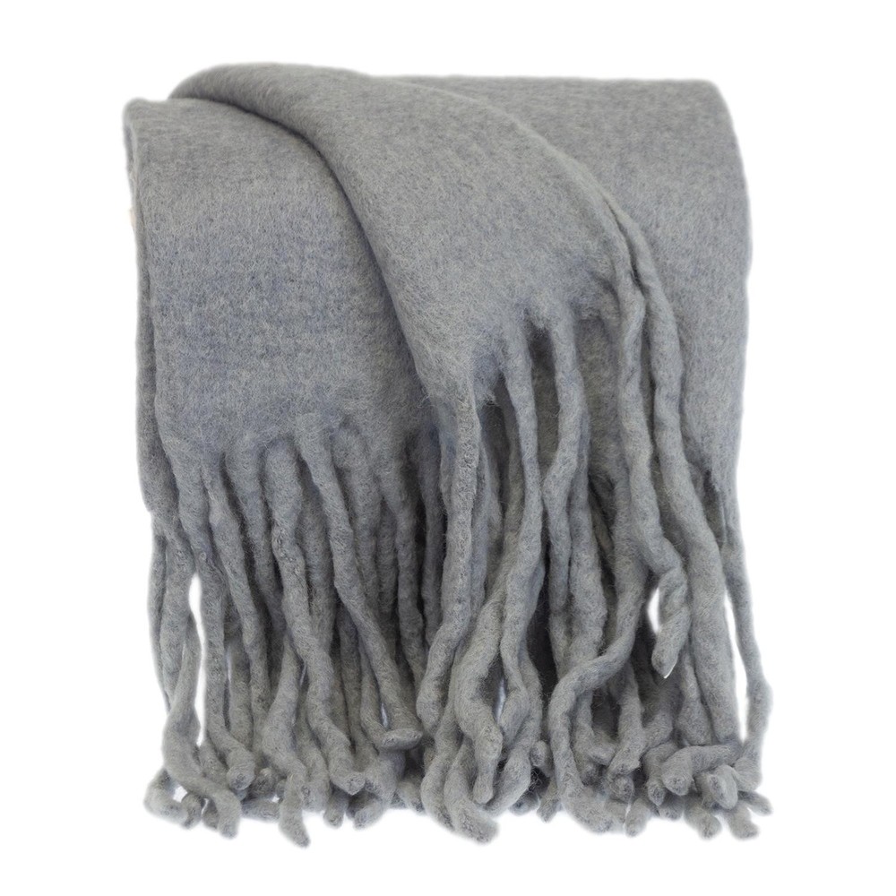 Parkland Collection Nagar Handloomed Gray Wool Blend Throw Blanket 52" x 67"