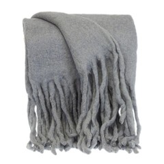 Parkland Collection Nagar Handloomed Gray Wool Blend Throw Blanket 52″ x 67″