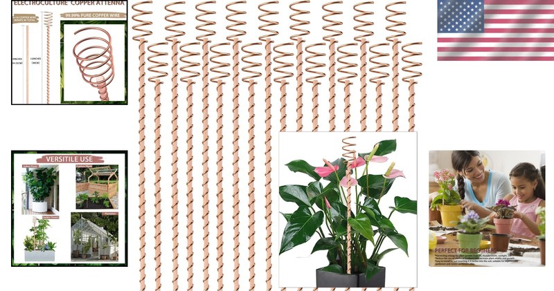 18 Pack Copper Plant Stakes for Garden Electroculture Growth 12 in, Eco-Friendly gallery