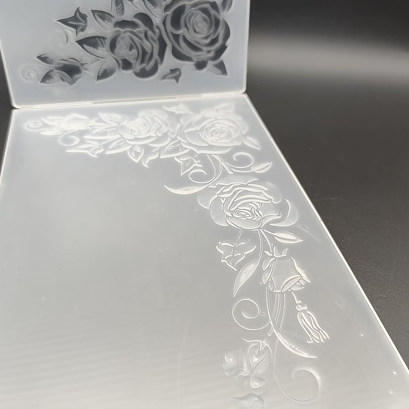 Plastic Embossing Folder (5 Inch x 7 | Roses in Corner) Paper white gallery