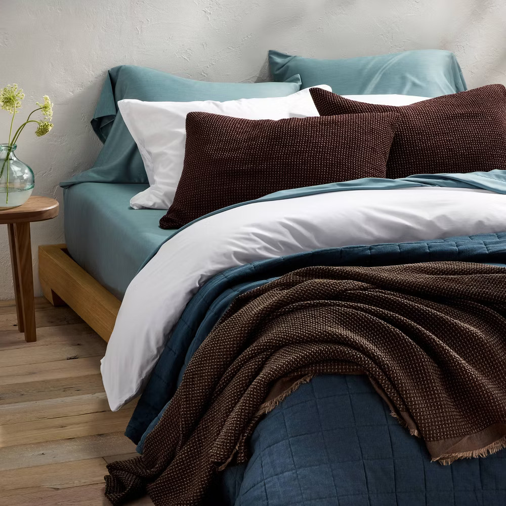 Full/Queen Textured Waffle Coverlet Dark Fig - Casaluna gallery