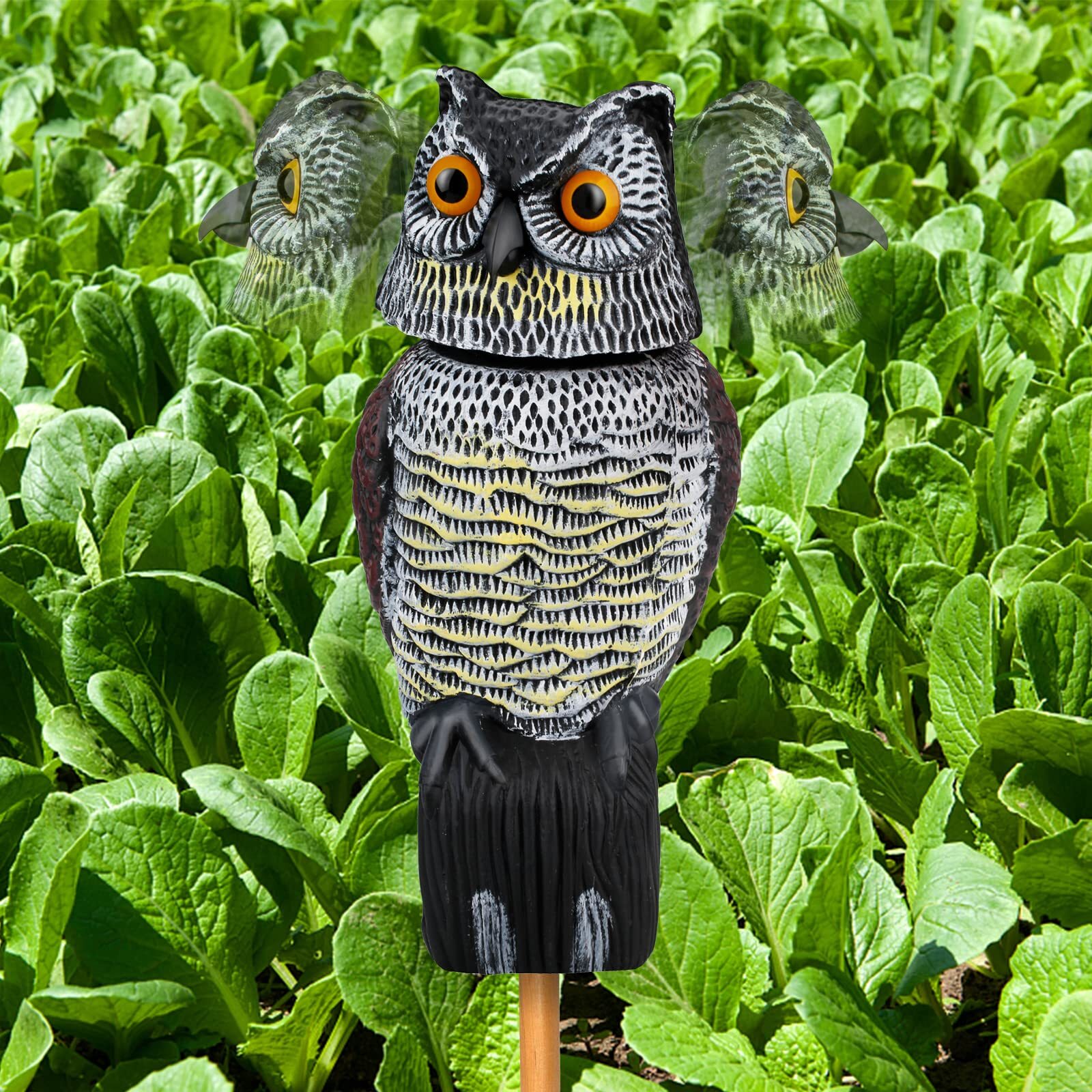 Owl Decoys with 360 Rotating Head to Scare Birds & Squirrels Garden Use gallery