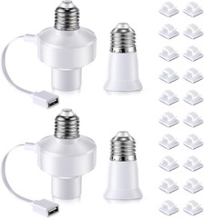 2 Pack E26 Light USB Socket Adapter, Lamp Socket Power Adapter 5V 1.5A, Light So