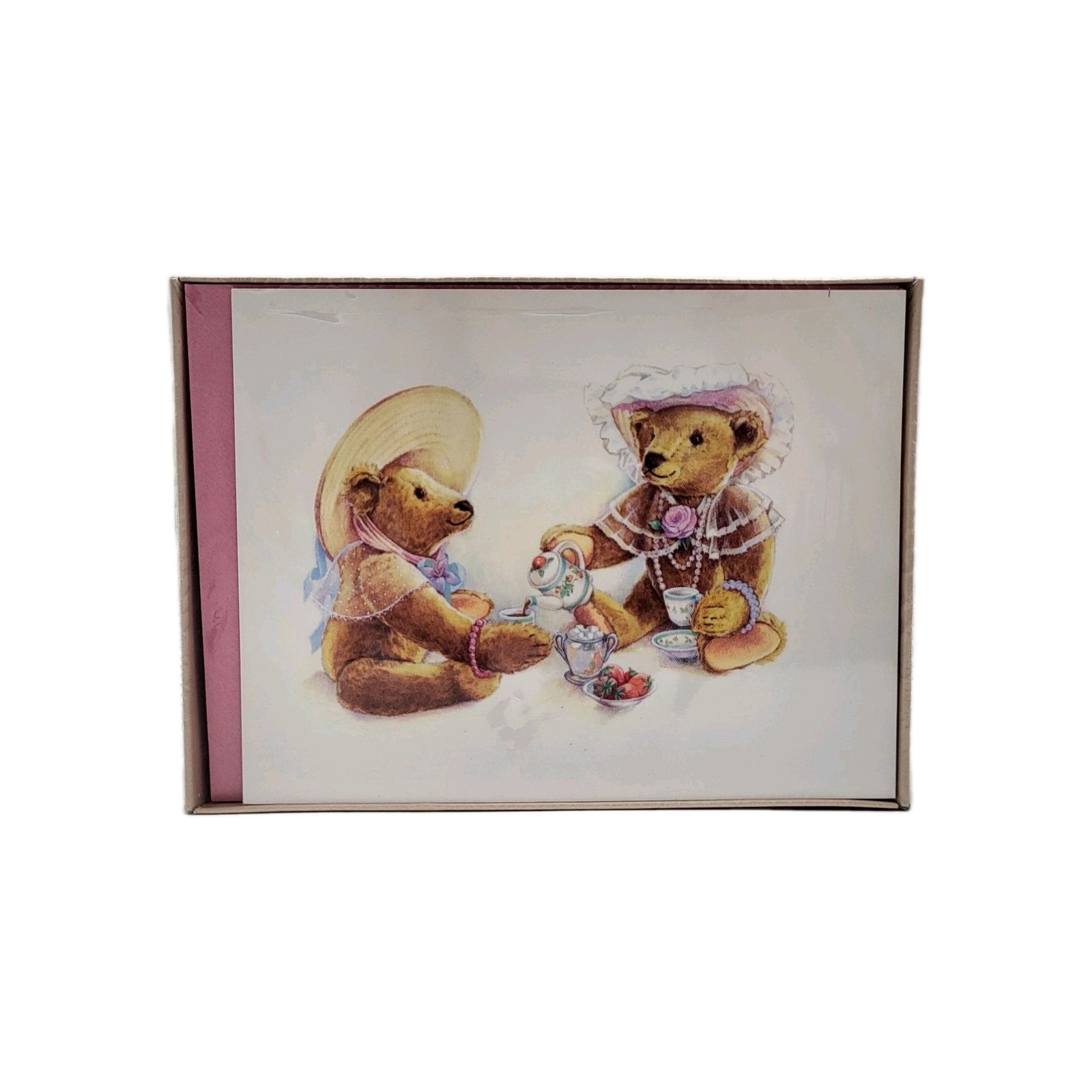 Vtg American Greetings Note Cards & Envelopes Teddy Bears Tea Party (8 Count) gallery