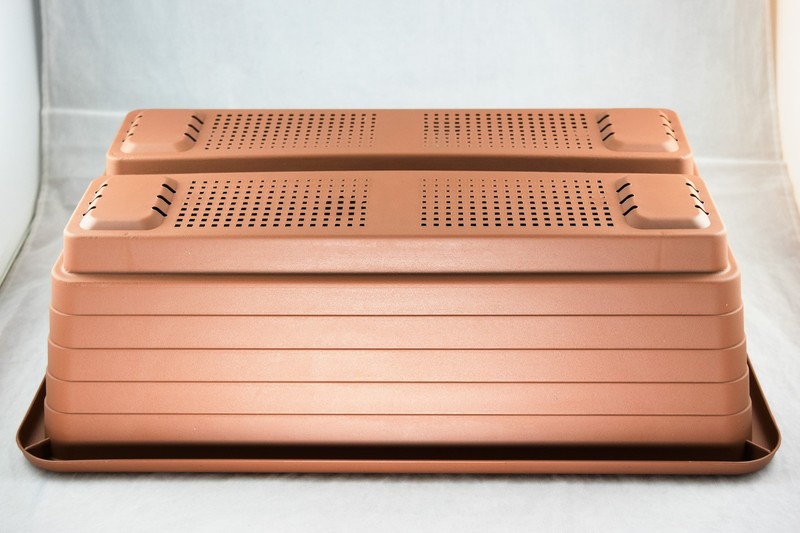 Japanese Rectangular Plastic Tan Bonsai Training Pot + Tray - 18"x 10.5"x 5.75" gallery