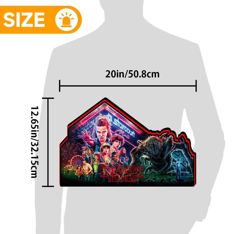Stranger Things 3D Printed lightbox led pinball topper Wall Art Door Man Cave gallery