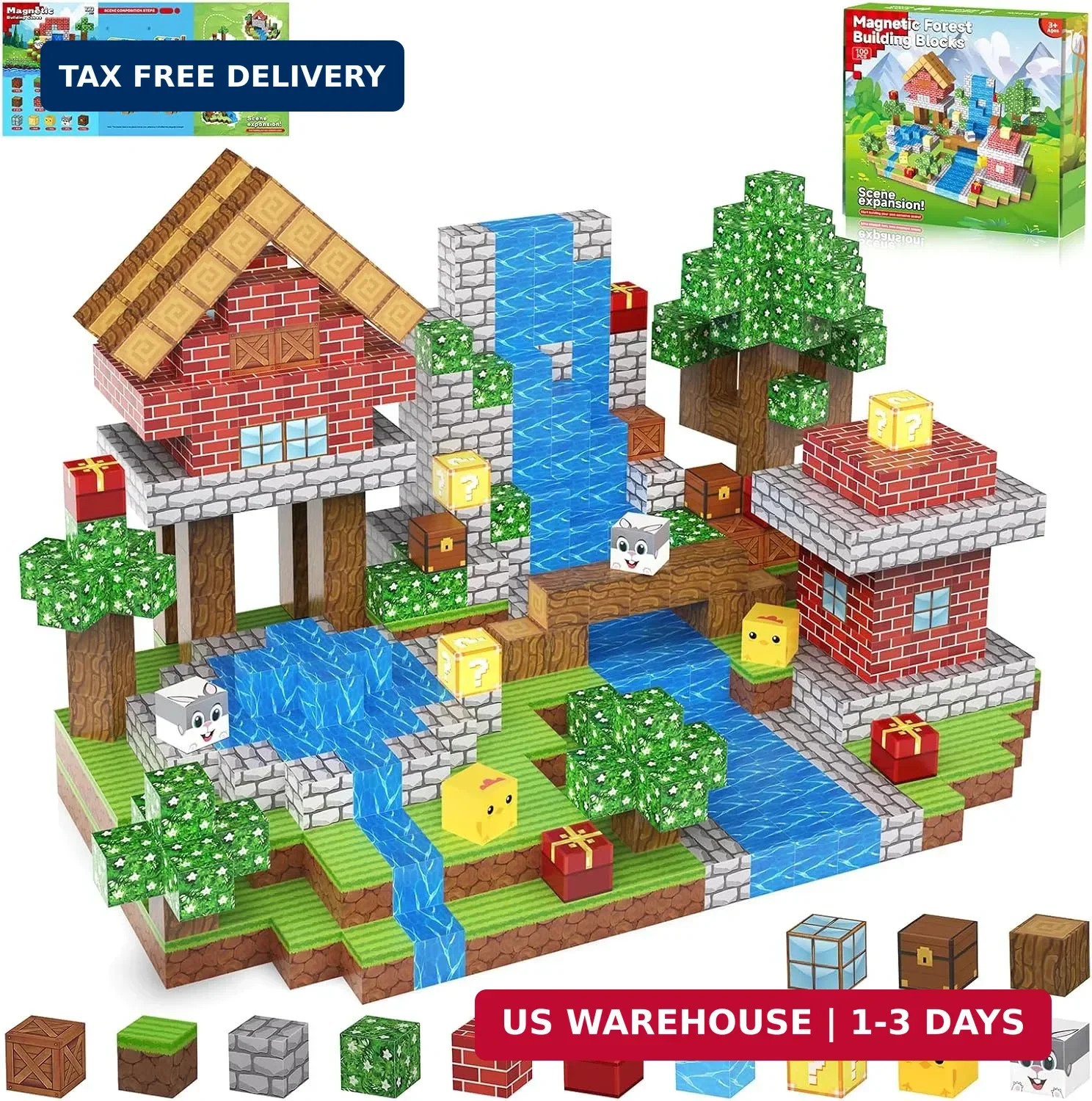 Magnetic Blocks 100PCS Magnetic Building Blocks for Kids- Magnet Blocks Cubes Se gallery