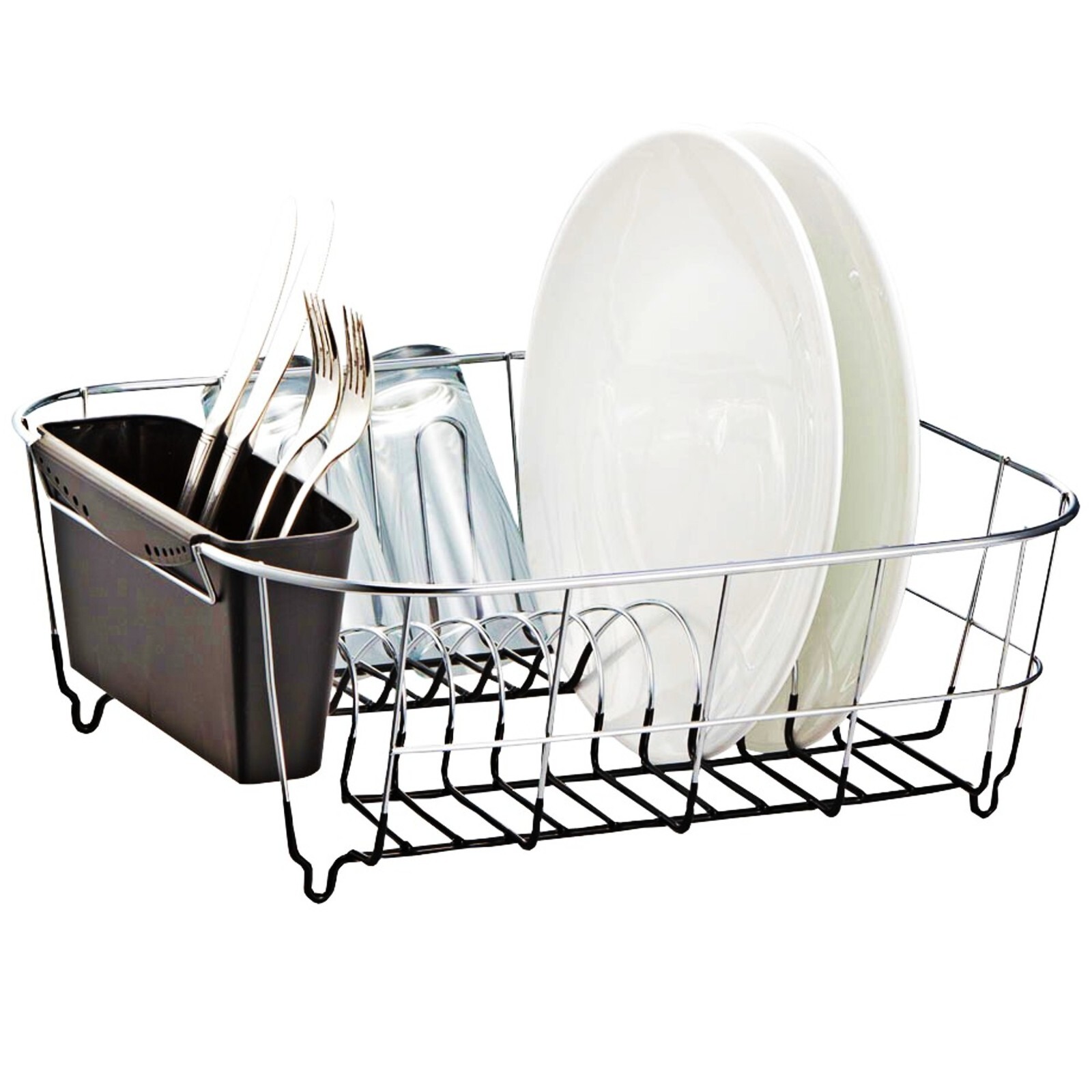 Kitchen Steel Over Sink Dish Drying Rack with Cutlery Holder Drainer Organizer gallery