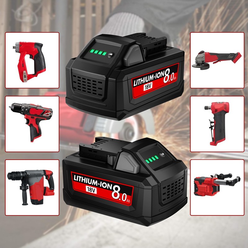 2PACK 8Ah Battery For Milwaukee For M18 LITHIUM Extended Capacity Battery USA gallery