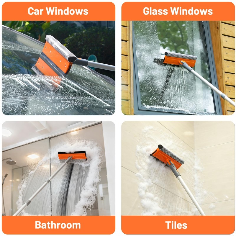 46'' Professional Window Cleaner Tool, 2-in-1 Rotatable Squeegee for Window C... gallery