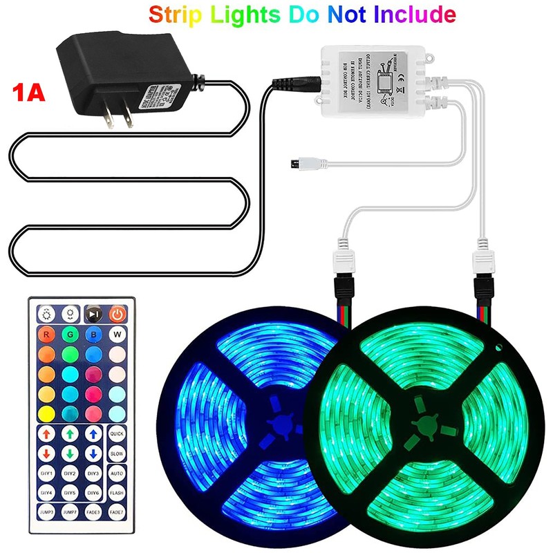 44Key Remote Controller+12V 1A Adapter For 2835 3528 5050 RGB LED Strip Light US gallery
