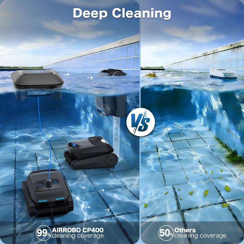 AIRROBO CP400 Automatic Robotic Pool Cleaner Vacuum & Robot Pool Skimmer APP Pro gallery