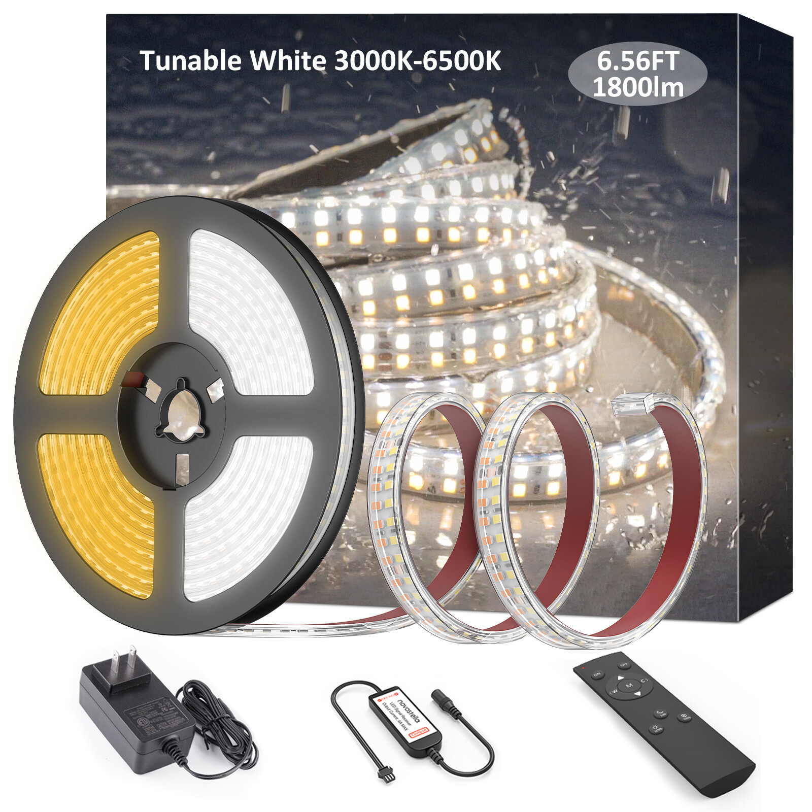 Novostella 13.2ft LED Strip Light Waterproof Tunable Warm/Daylight Waterproof gallery