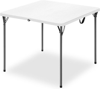 34in Square Folding Table HDPE Steel 330lbs Portable Picnic White gallery