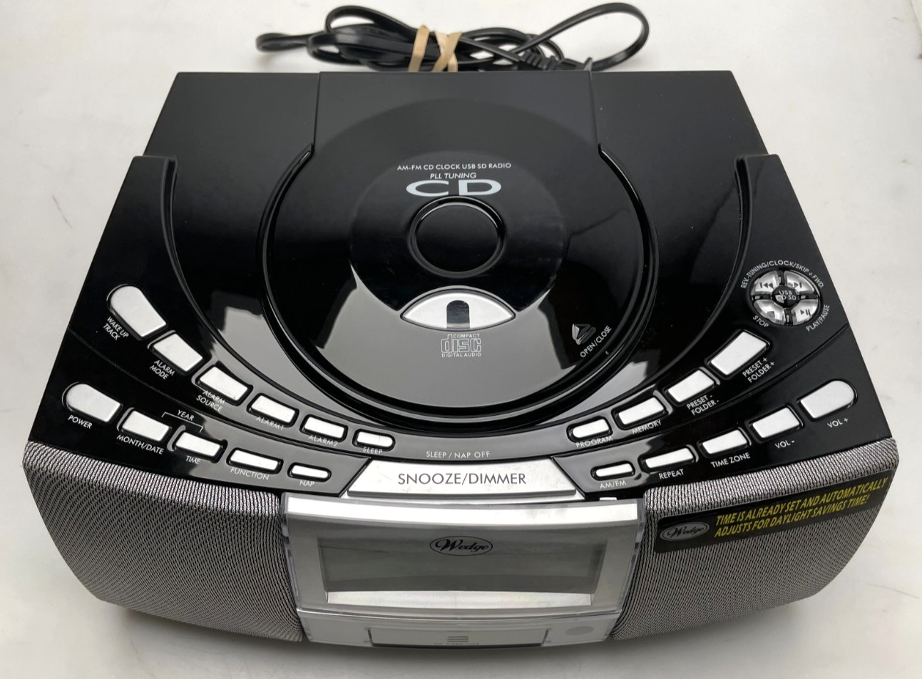 Wedge A4116 CD Player USB SD AM/FM Alarm Clock Radio Tested w/ Remote & AM ant. gallery