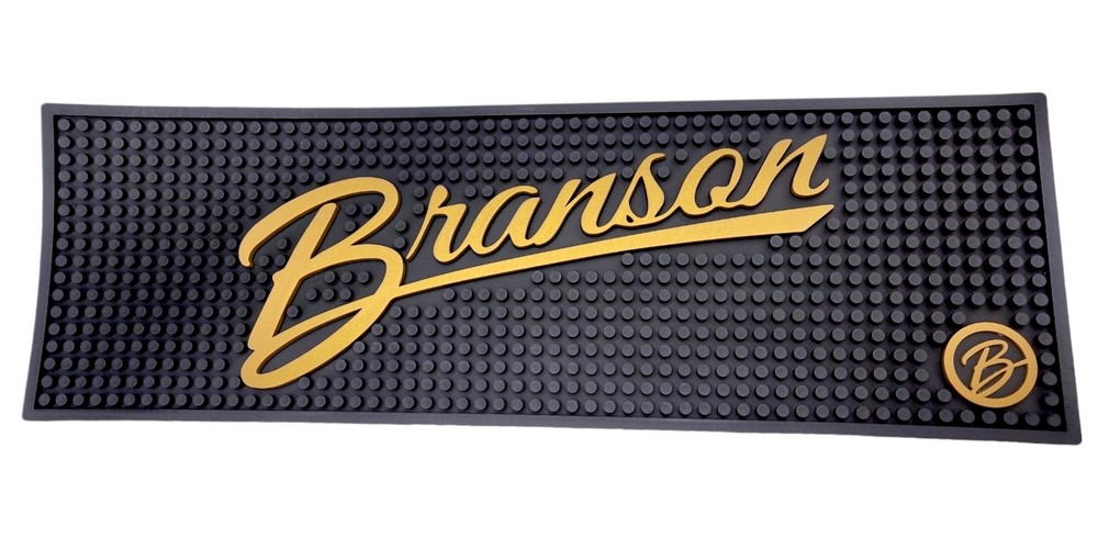 Branson Thick Rubber Bar & Kitchen Mat | Black & Gold | Easy to Clean | Non-Slip