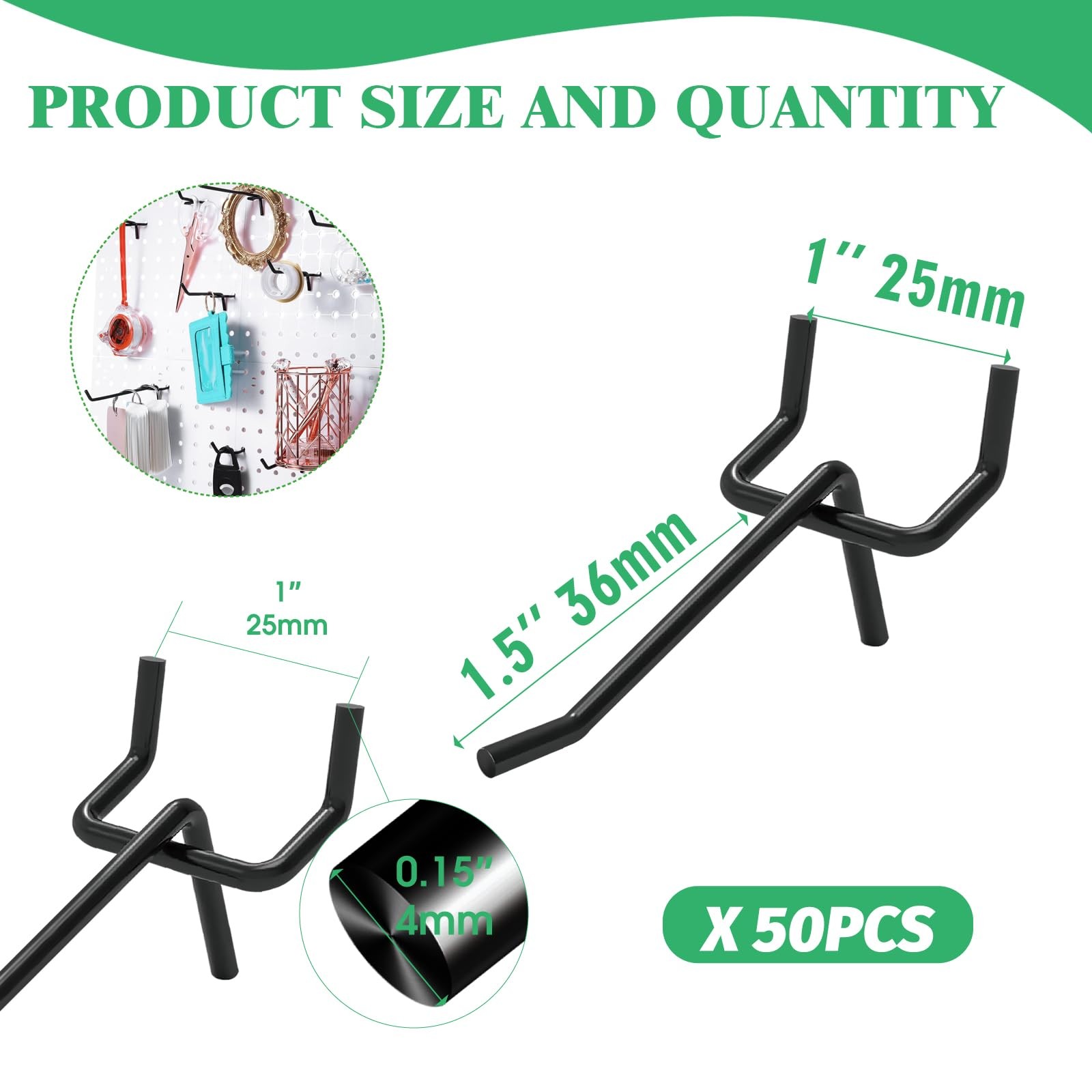 50Pcs 2"/5CM Pegboard Hooks Assortment Set, Metal Peg Board Hooks with 2.5mm ... gallery