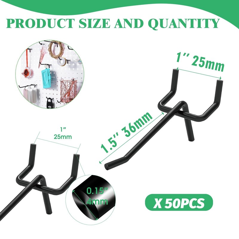 50Pcs 2"/5CM Pegboard Hooks Assortment Set, Metal Peg Board Hooks with 2.5mm ... gallery