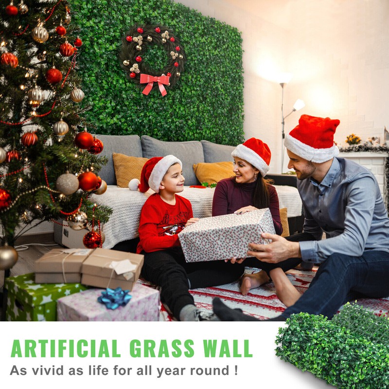 20"x20" Artificial Boxwood Hedge Panel Double Color Lvy Leaf Fence Indoor Decor gallery