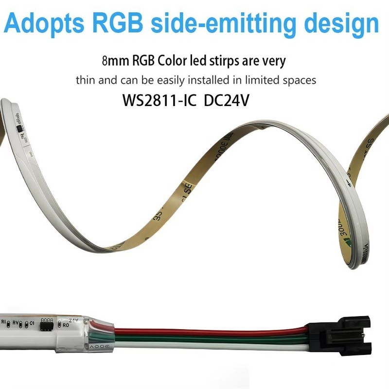 Side Emitting WS2811 COB RGB Addressable LED Strip 630LED Dream Color Light Tape gallery