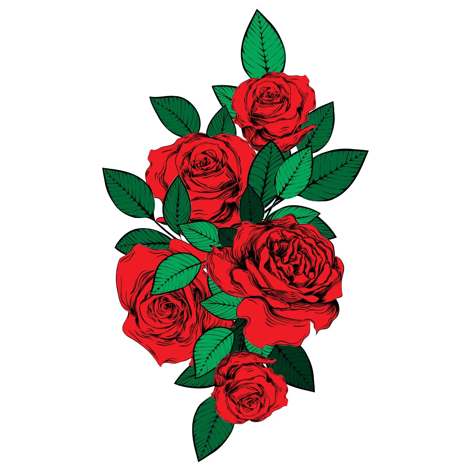 Rose Sticker (4 Inch) Gothic Retro Red Leaves Vintage Botanical Floral Bouquet gallery