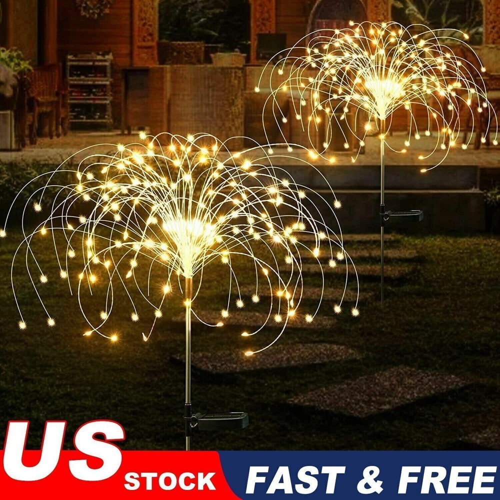 150 LED Solar Firework Lights String Outdoor Waterproof Path Lawn Garden Decor