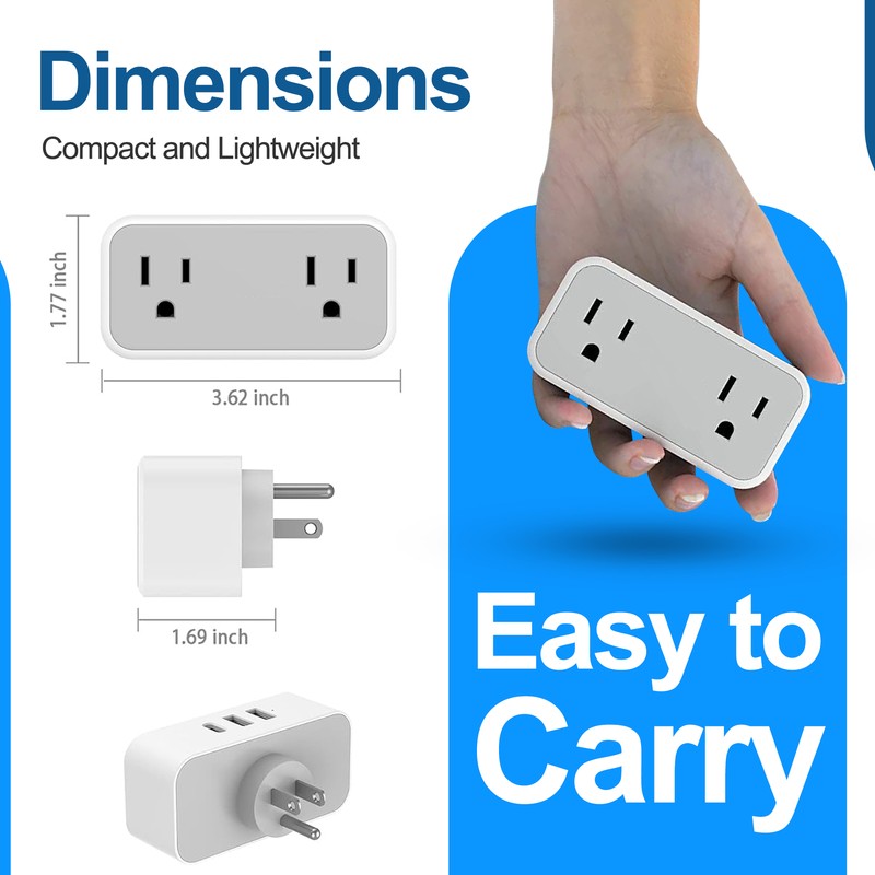 Multi Plug Outlet Extender Wall Outlet Splitter with 3 USB Charger and 2 Outlets gallery