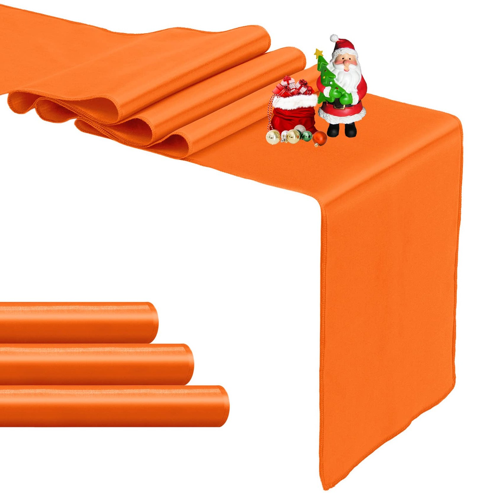Orange Satin Table Runner 4-Pack 12x108 Inch Long Silk for Wedding Banquet gallery