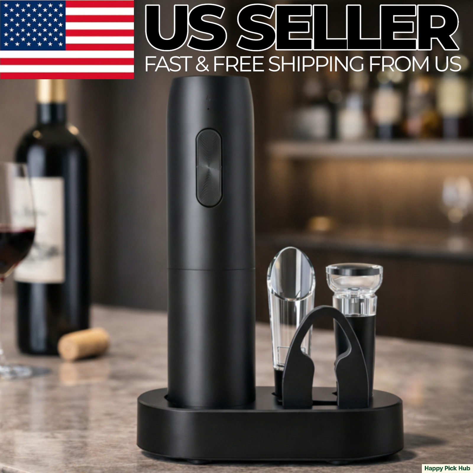 Electric Wine Bottle Opener Set Rechargeable Automatic w/ Charging Base Gift gallery