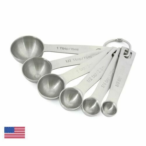 6pcs Stainless Steel Measuring Spoons Silver Kitchen Food Baking Tools 0.6-15ml gallery
