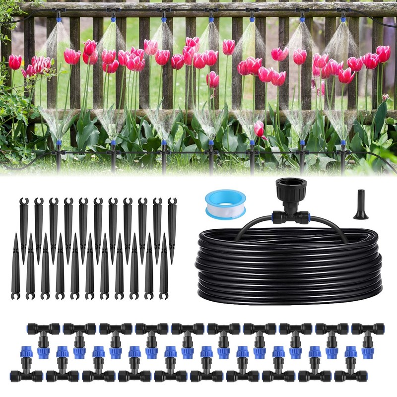75FT Mist Drip Irrigation System Garden Lawn Flower Automatic Watering System US gallery