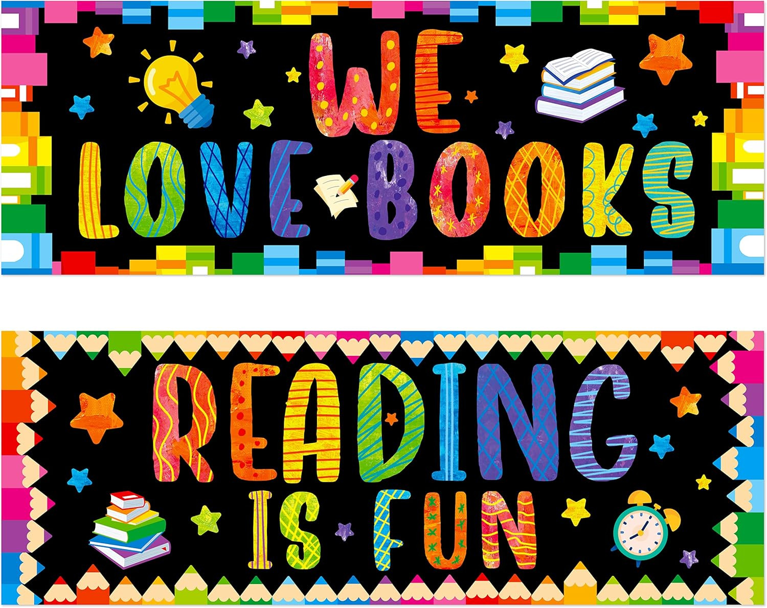 Classroom Banner Poster, 2 PCS Inspirational Bulletin Board Decoration Colorful gallery