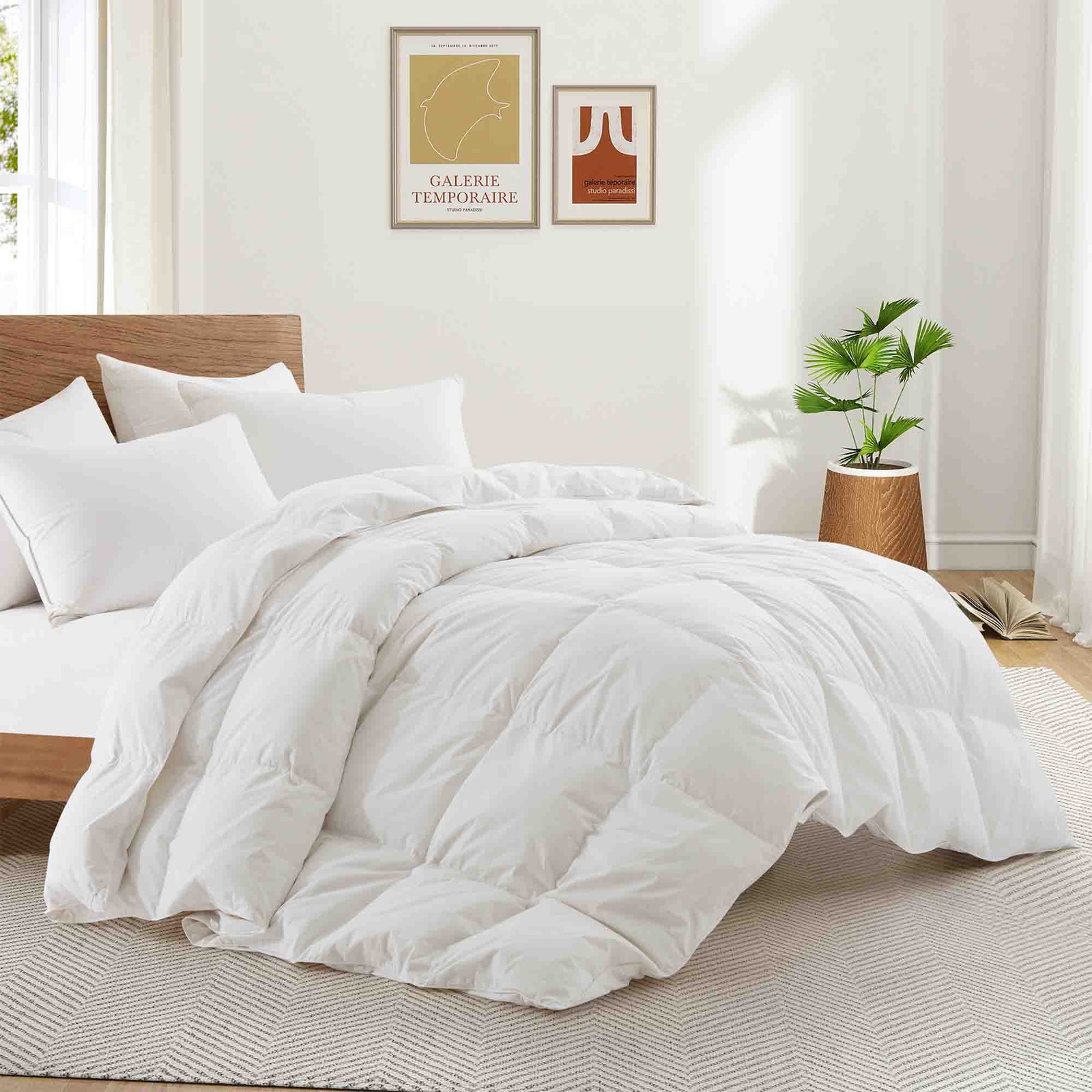 Goose Feather Fiber Comforter, 100% Cotton Cover King or Queen Bed Blanket gallery