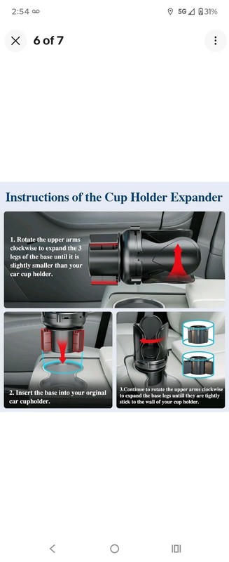 2Pack Car Cup Holder Expander, Cup Holder Extender Adapter with Expandable Arm a gallery