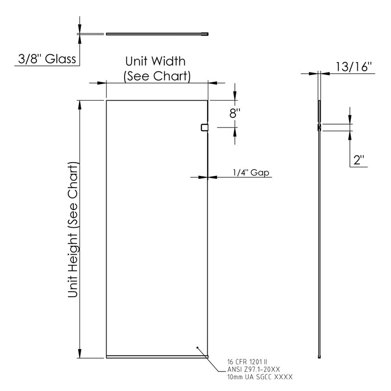 Milan 3/8" Fixed Panel Shower Screen with Clear Tempered Glass & Multiple Finish gallery
