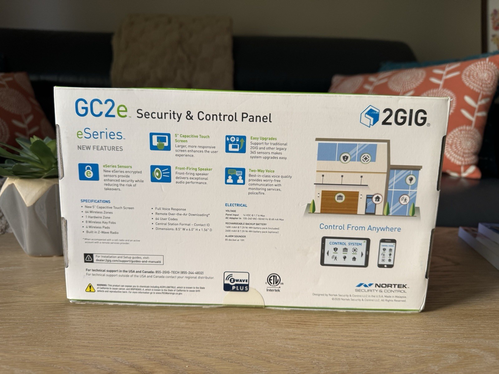 2GIG 2GIG-GC2e-345 Security System Control Panel Zwave Plus Controller V1.24 gallery