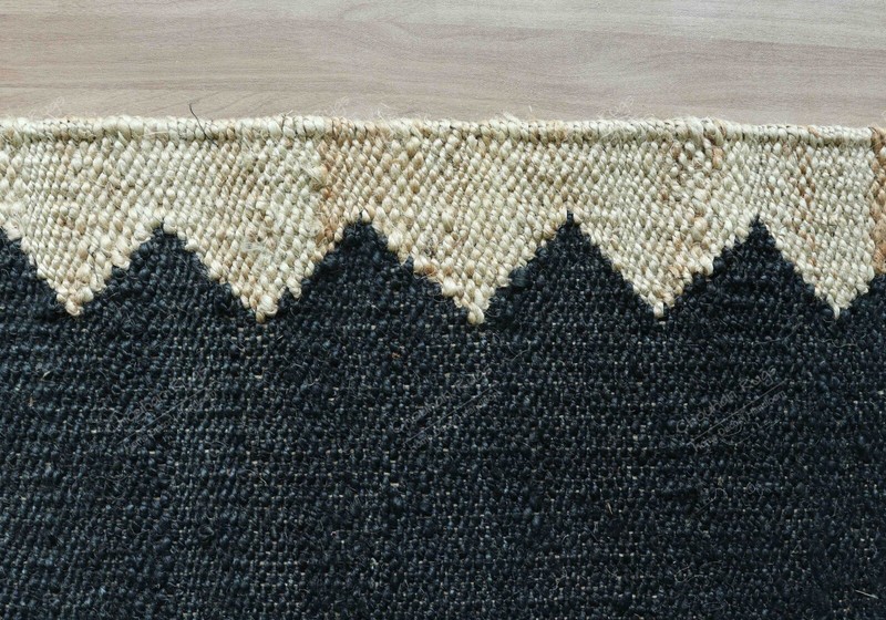 Indian Hemp Rectangle Jute Ru, Black With Beige Border Rug Vintage Rug Décor Rug gallery