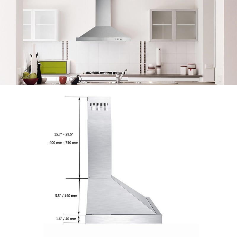 30" Wall Mount Range Hood Stainless Steel Top Vent Filter Button Control 500 CFM gallery