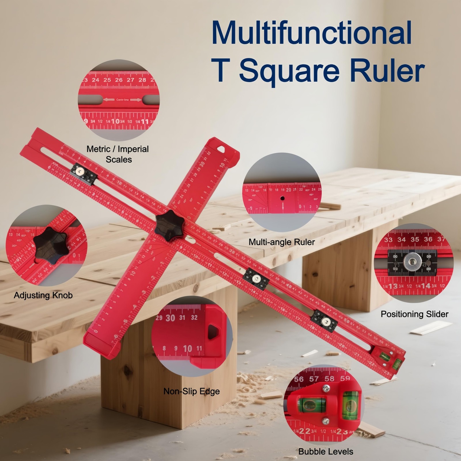 24 Inch 5in1 T Square Ruler Drilling Positioning Cabinet Hardware Jig gallery