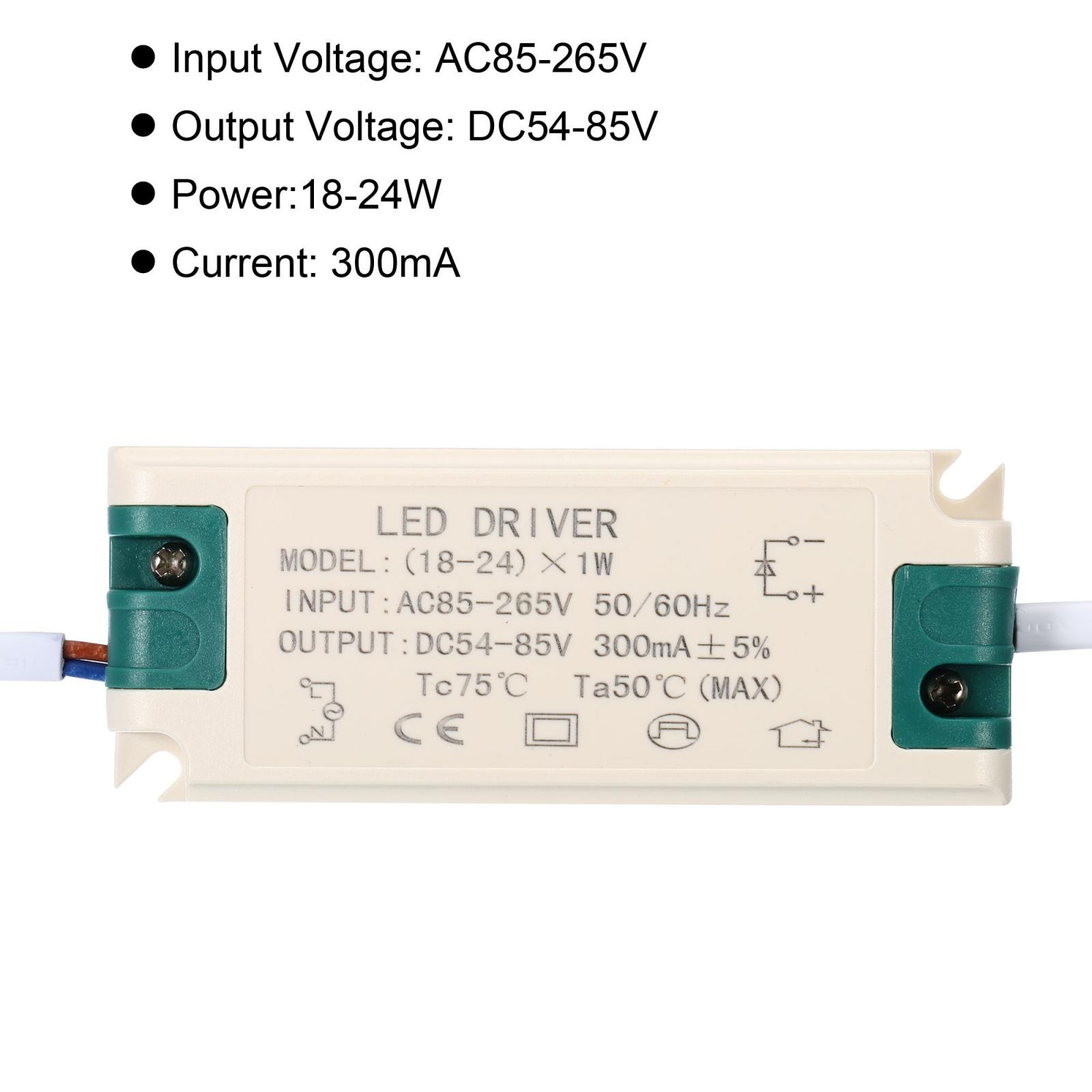 3pcs 18-24W 300mA LED Driver AC 85-265V Output 54-80V DC Male Connector gallery