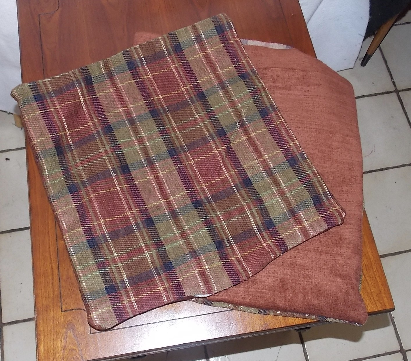 Pair of Rust Plaid Print Decorative Print Throw Pillows 16 x 17 gallery