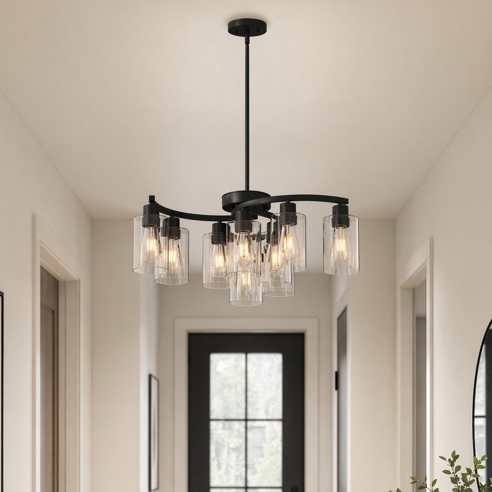 30'' Black Pendant 9 Light LED Farmhouse Chandelier Kitchen Living Room Fixture gallery